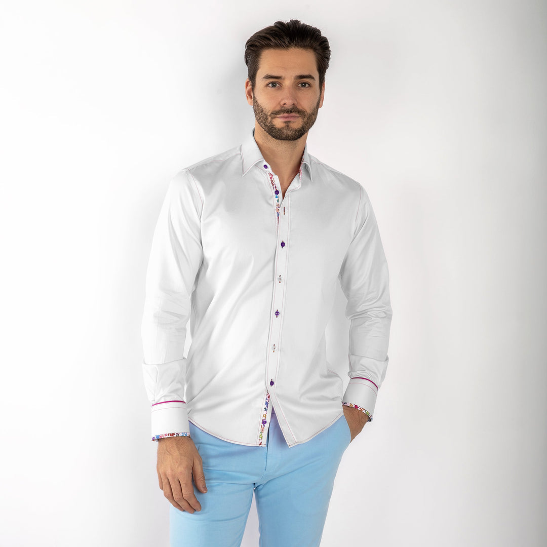 Detail Signature Plain White Shirt