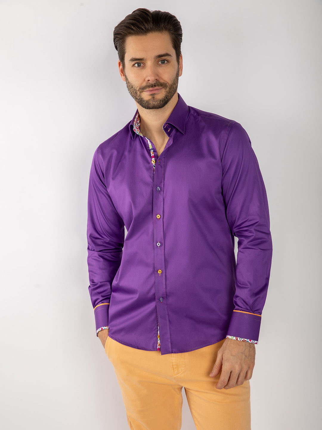 Detail Signature Plain Purple Shirt