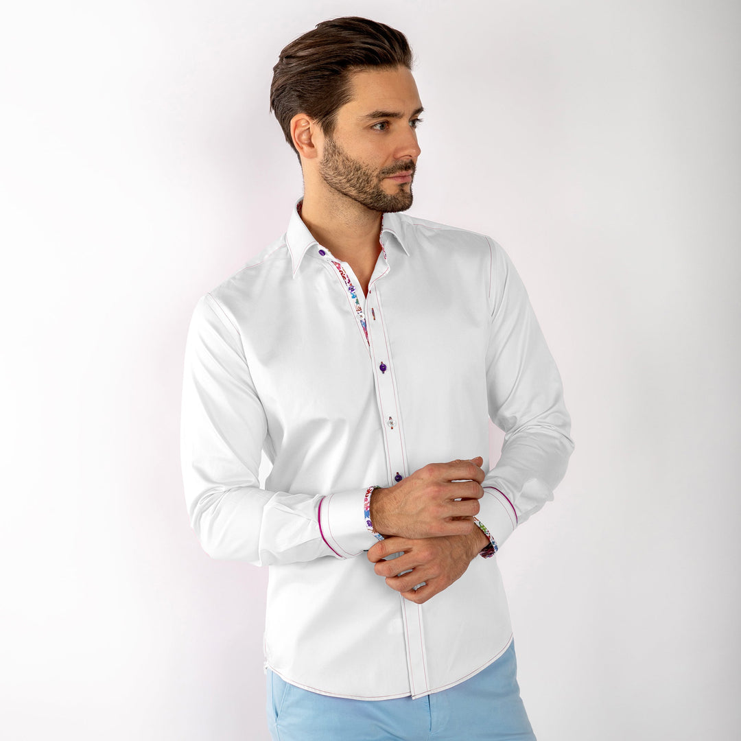 Detail Signature Plain White Shirt