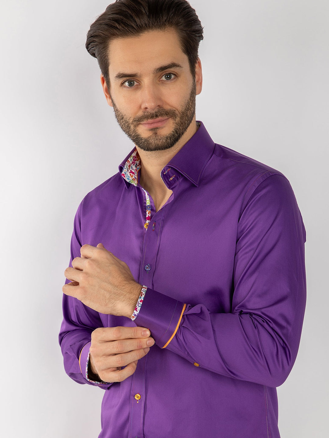 Detail Signature Plain Purple Shirt