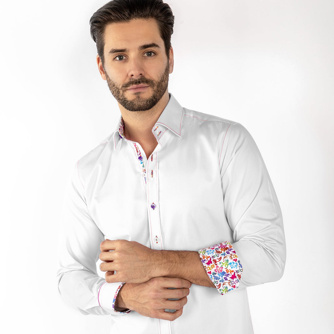 Detail Signature Plain White Shirt