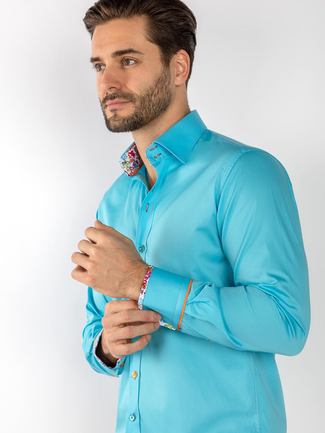 Detail Signature Plain Aqua Shirt