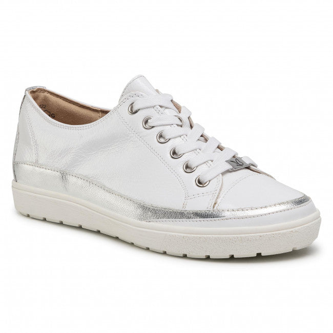 Caprice White Patent Naplak leather lace up Trainer Only 3.5 & 7.5 left