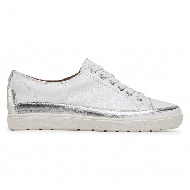 Caprice White Patent Naplak leather lace up Trainer Only 3.5 & 7.5 left