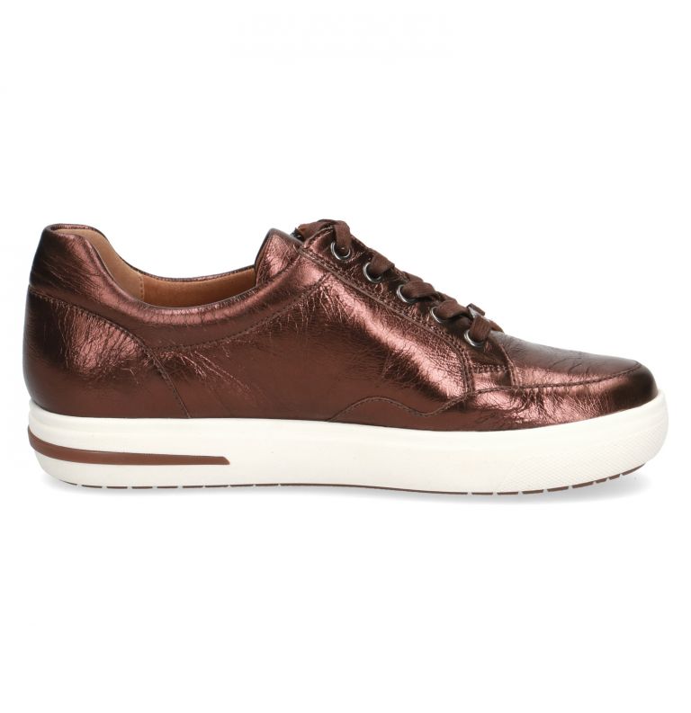 Caprice Metallic Brown leather lace up Trainer with zip. Only sizes 6.5 left.