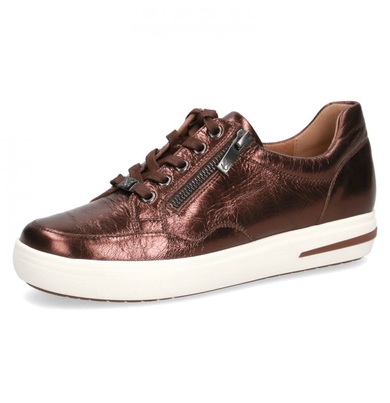 Caprice Metallic Brown leather lace up Trainer with zip. Only sizes 6.5 left.