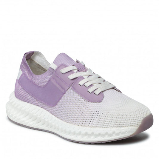 Caprice Lilac and White Ombre knit pull on lace up trainer.