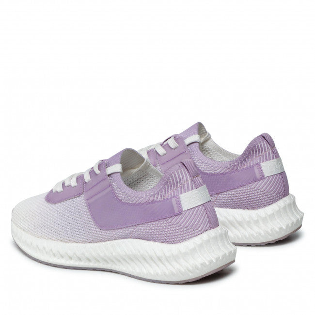 Caprice Lilac and White Ombre knit pull on lace up trainer.