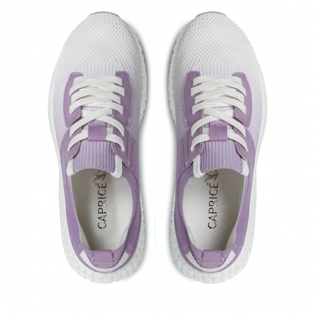Caprice Lilac and White Ombre knit pull on lace up trainer.