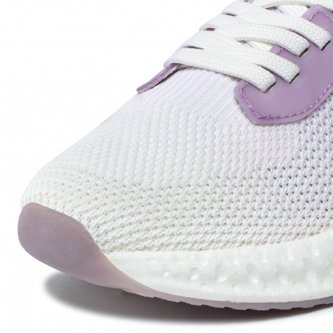 Caprice Lilac and White Ombre knit pull on lace up trainer.