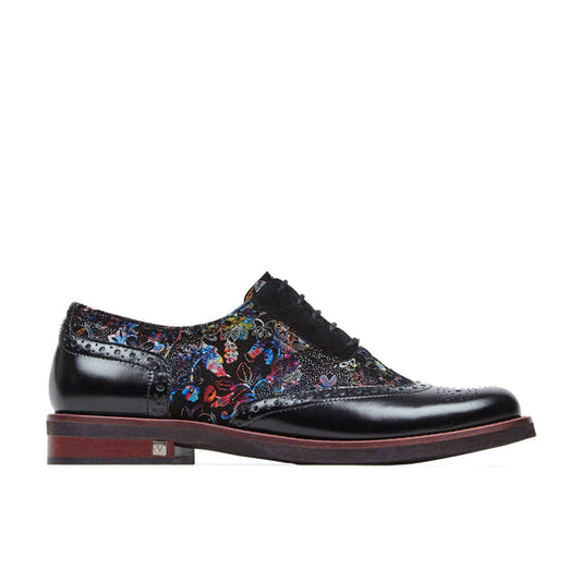 Embassy London Vivienne Black Flower Print Lace up Brogue shoe. Only 3,4 and 7 left.