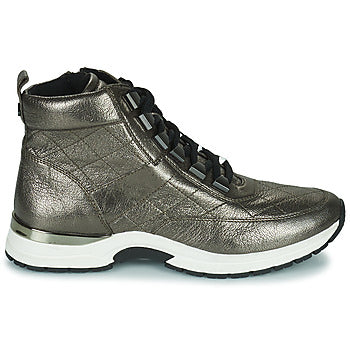 Caprice Metallic Pewter Zip/Lace hi top trainer Only 3.5 left