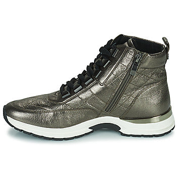 Caprice Metallic Pewter Zip/Lace hi top trainer Only 3.5 left