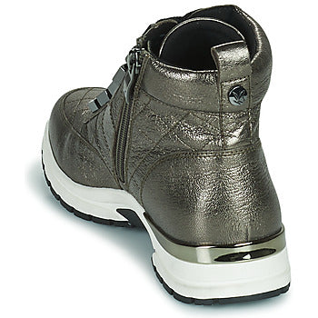 Caprice Metallic Pewter Zip/Lace hi top trainer Only 3.5 left