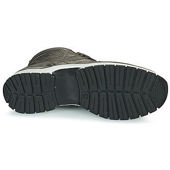 Caprice Metallic Pewter Zip/Lace hi top trainer Only 3.5 left
