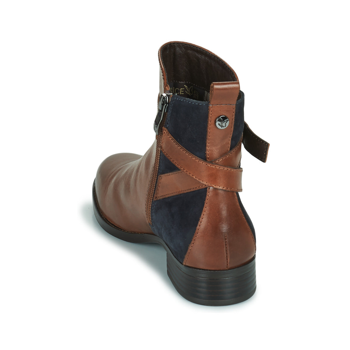 Caprice Cognac Leather/Navy Suede Ankle Boot