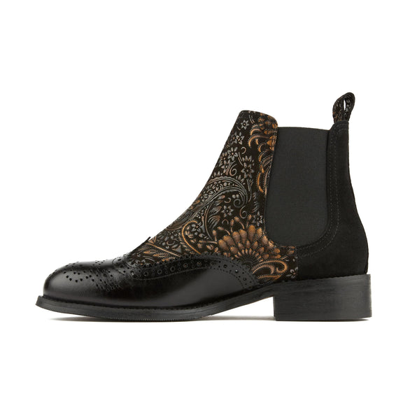 Embassy London Mamacita Black & Gold Chelsea Boot. Only size 8 left.