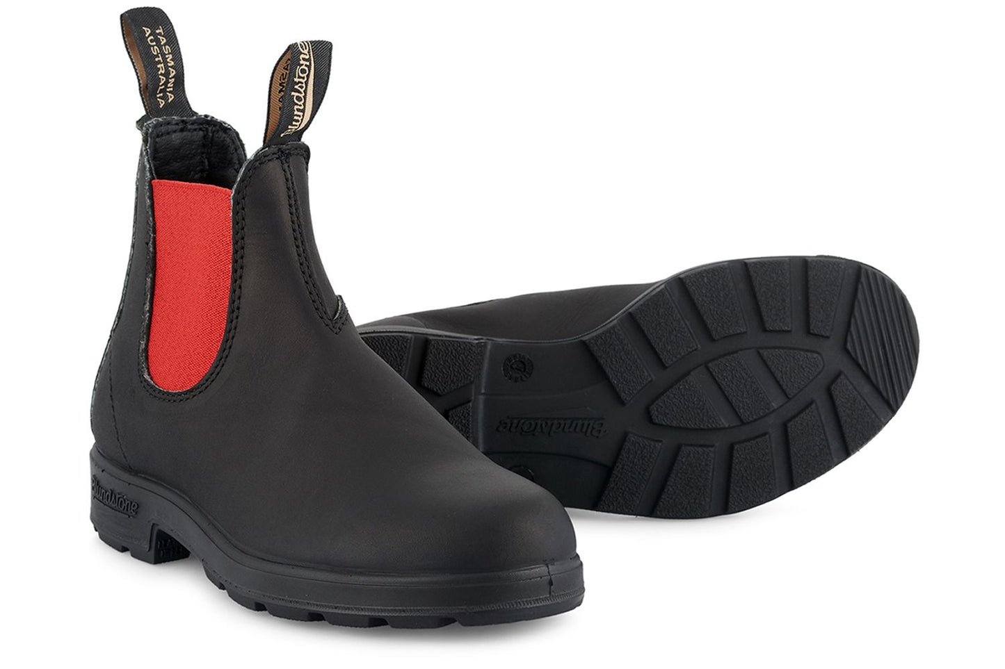 Blundstone 508 Black with Red Panel Leather Chelsea Boot