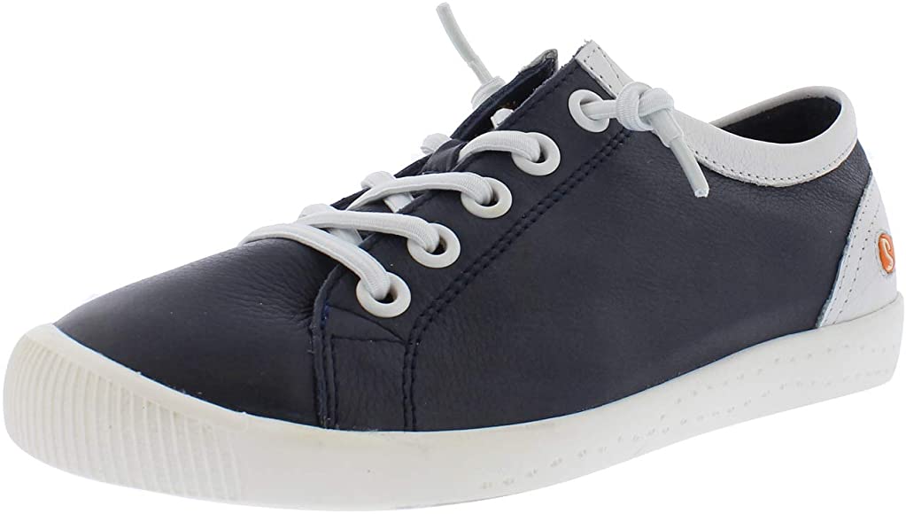 Softinos Navy and white Isla ll Leather lace up Trainer