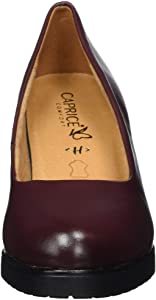Caprice Burgundy Leather Block Heel Wedge Court Shoe