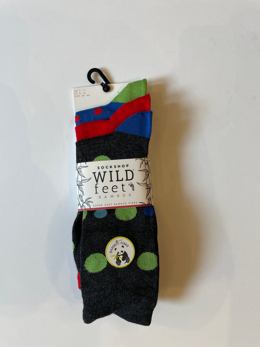 Men's Wild Feet Socks size 7-11 3 Pack J5008MCHA Spots