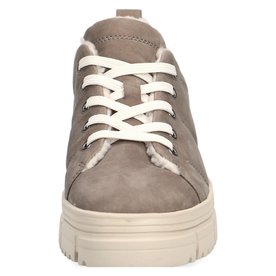 Caprice Mud soft nubuck leather lace up casual shoe with faux fur lining.