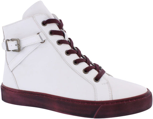 Adesso Everly White Leather Hi-Top Trainer With Side zip Oly size 8 left