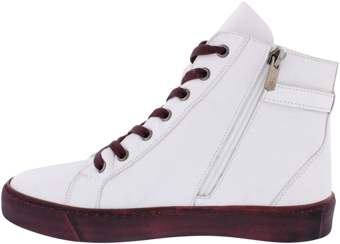 Adesso Everly White Leather Hi-Top Trainer With Side zip Oly size 8 left