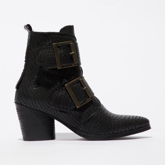 Fly London Aria Croco Black Ankle Boot Only 7 and 8 left