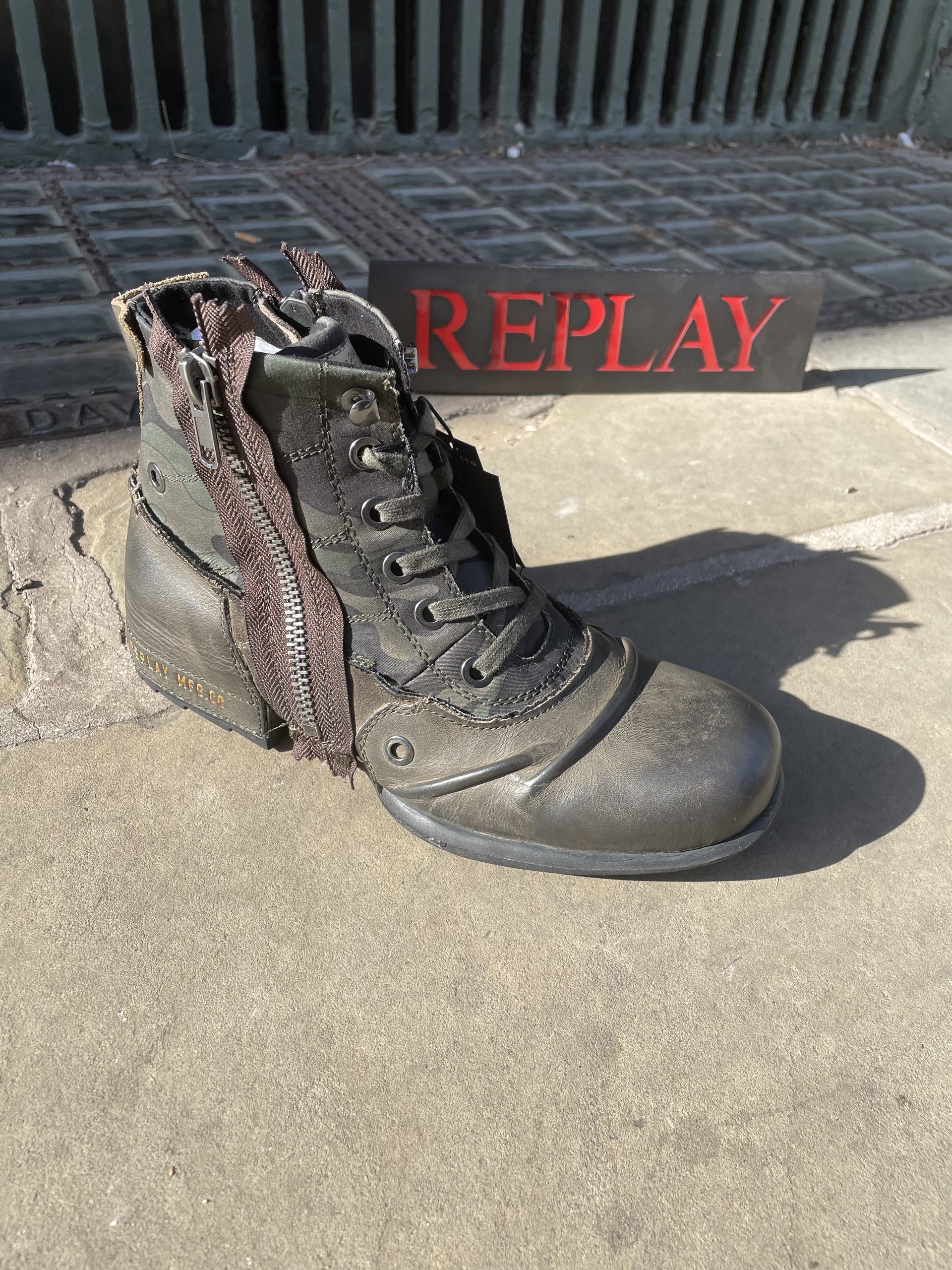 Combat Boots Replay Bottines Replay Clutch Black Green Camo Boot