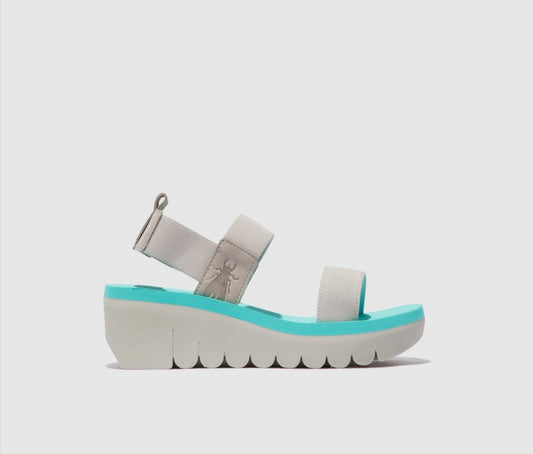 Fly London Cupido Mynt Wedge sandal. Only size 8 left.