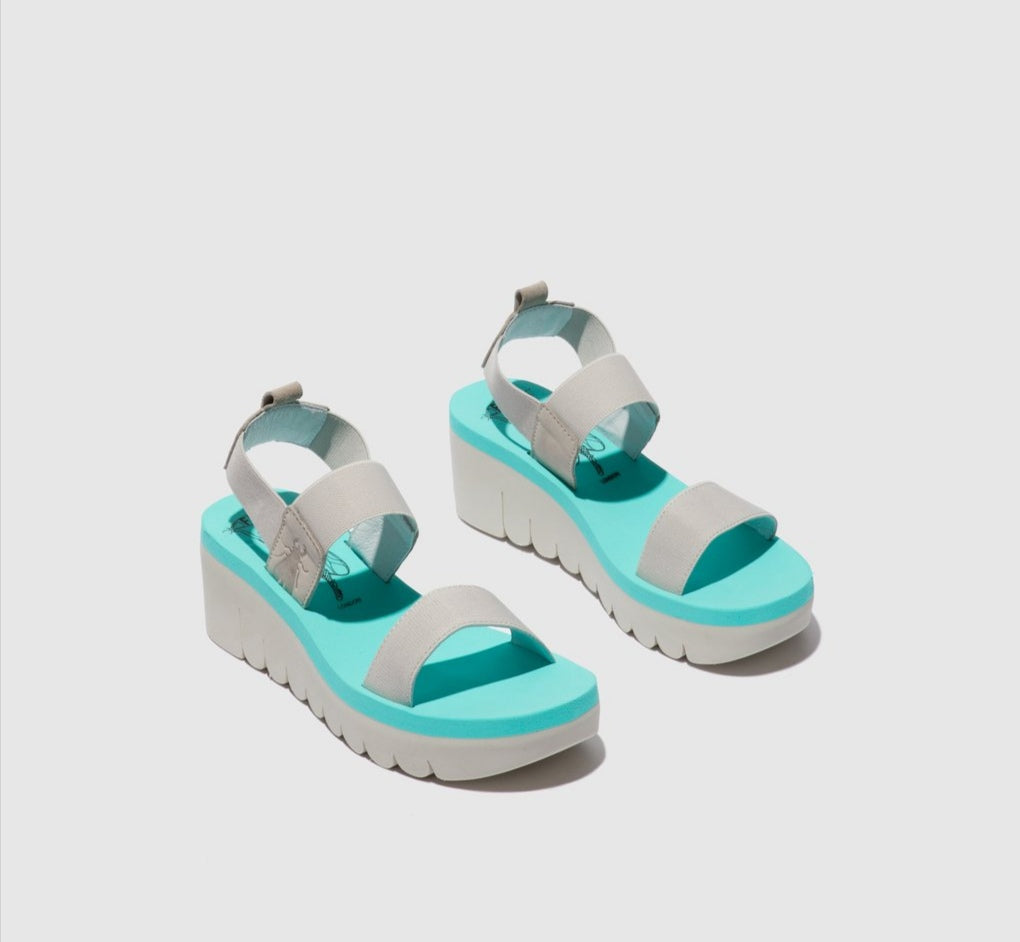Fly London Cupido Mynt Wedge sandal. Only size 8 left.