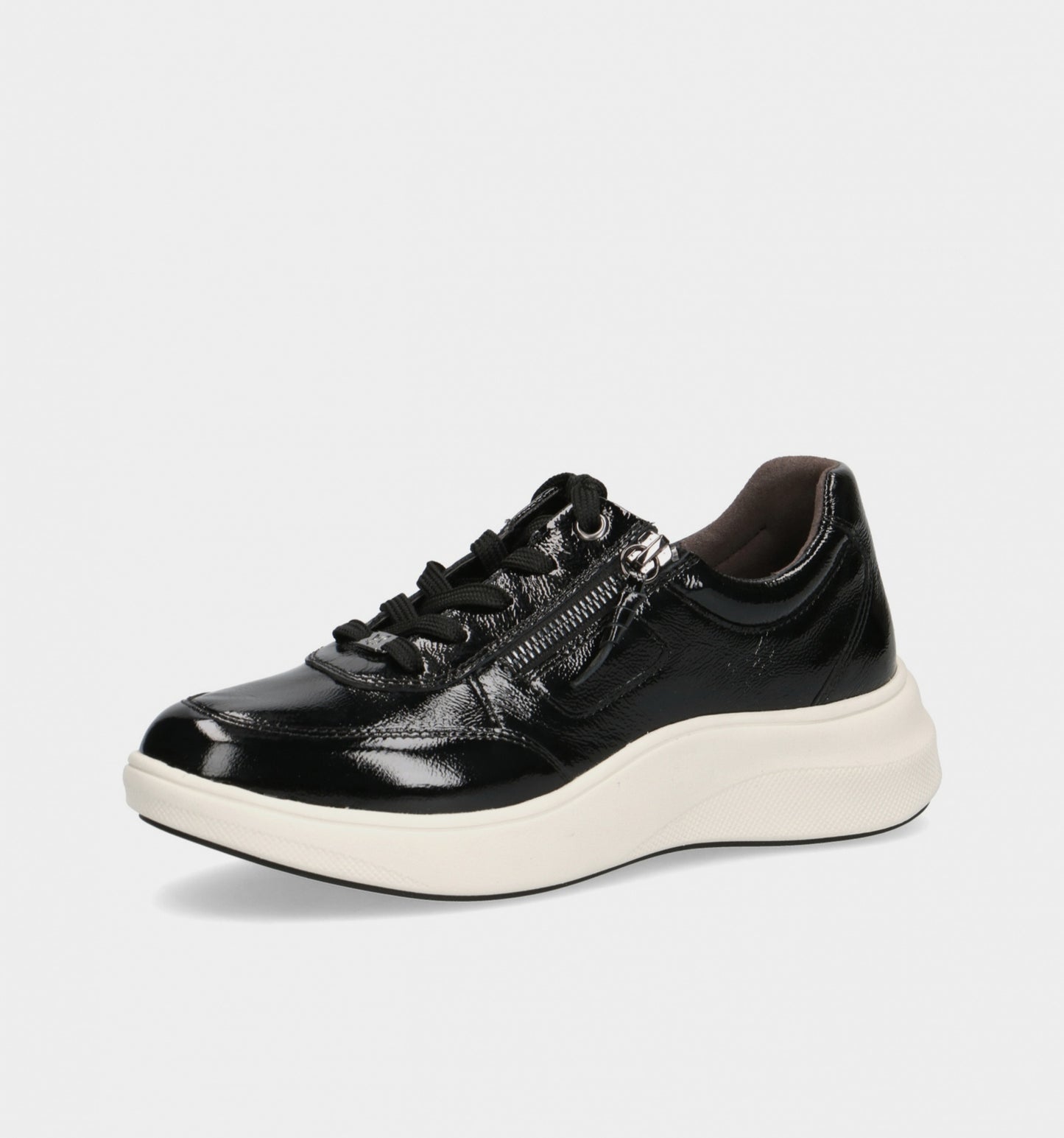 Caprice Patent Black leather Lace up side zip trainer Only size 3.5 and 5 left