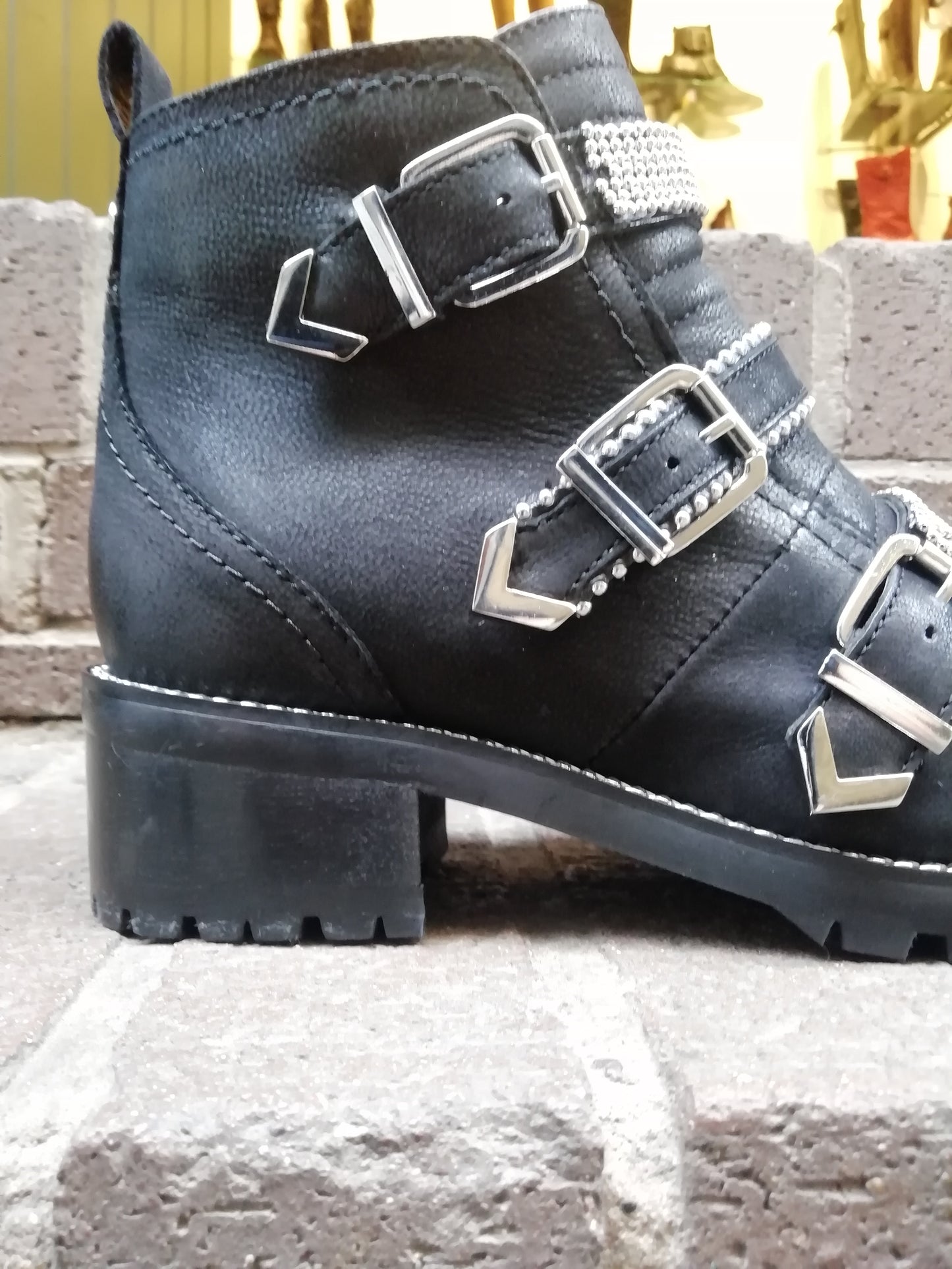 Moda In Pelle Bexxie Black Leather Buckle Ankle boot