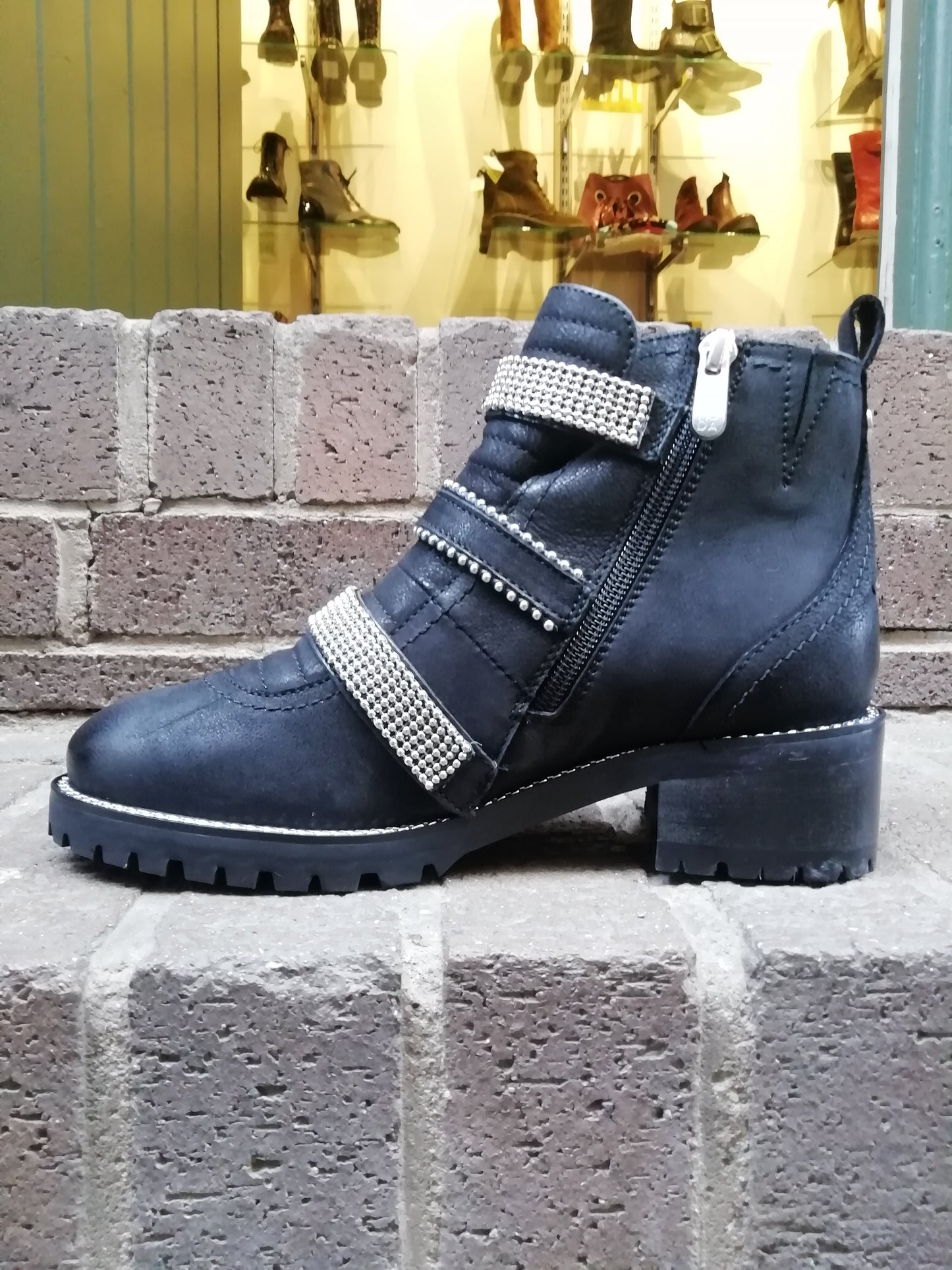 Moda In Pelle Bexxie Black Leather Buckle Ankle boot