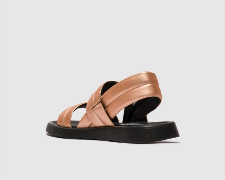 Fly London Tofy941 Idra Blush Gold sandal. Only size 4 left