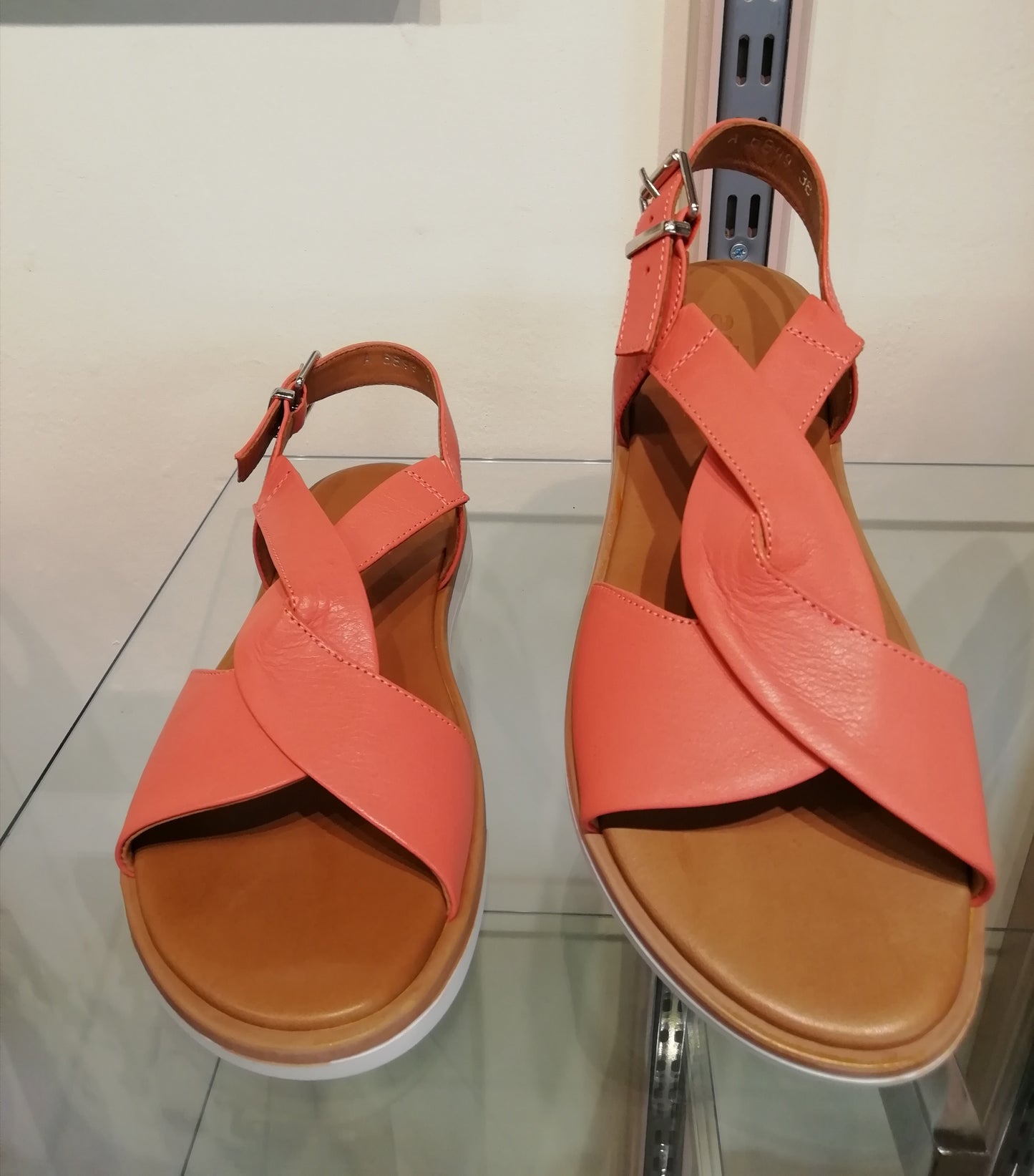 Adesso Daisy Watermelon Leather Sandal with buckle.