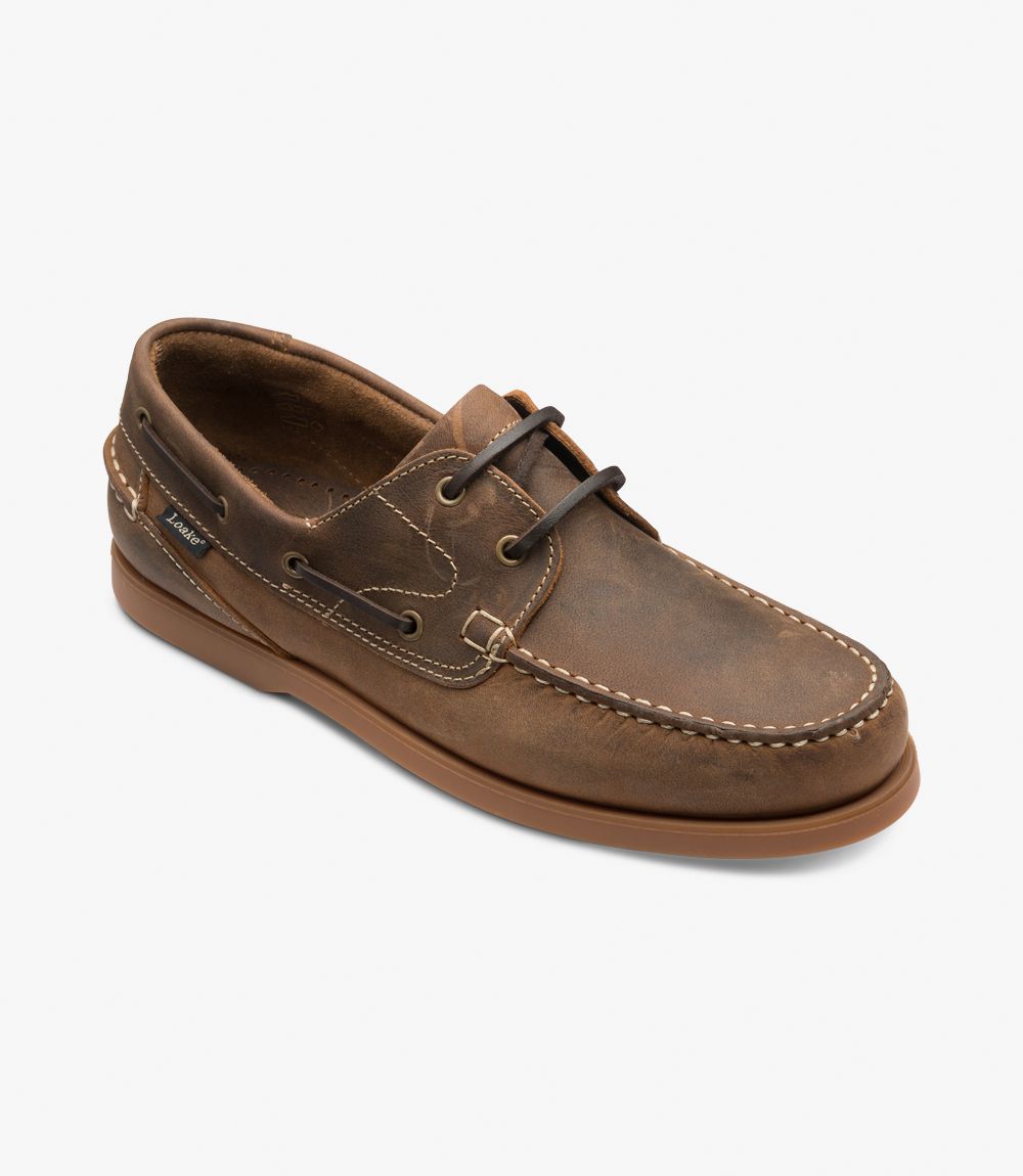 Loake Lymington Brown Nubuck Boat Shoe