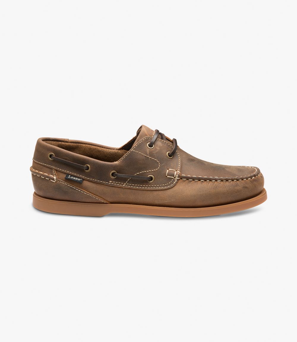 Loake Lymington Brown Nubuck Boat Shoe