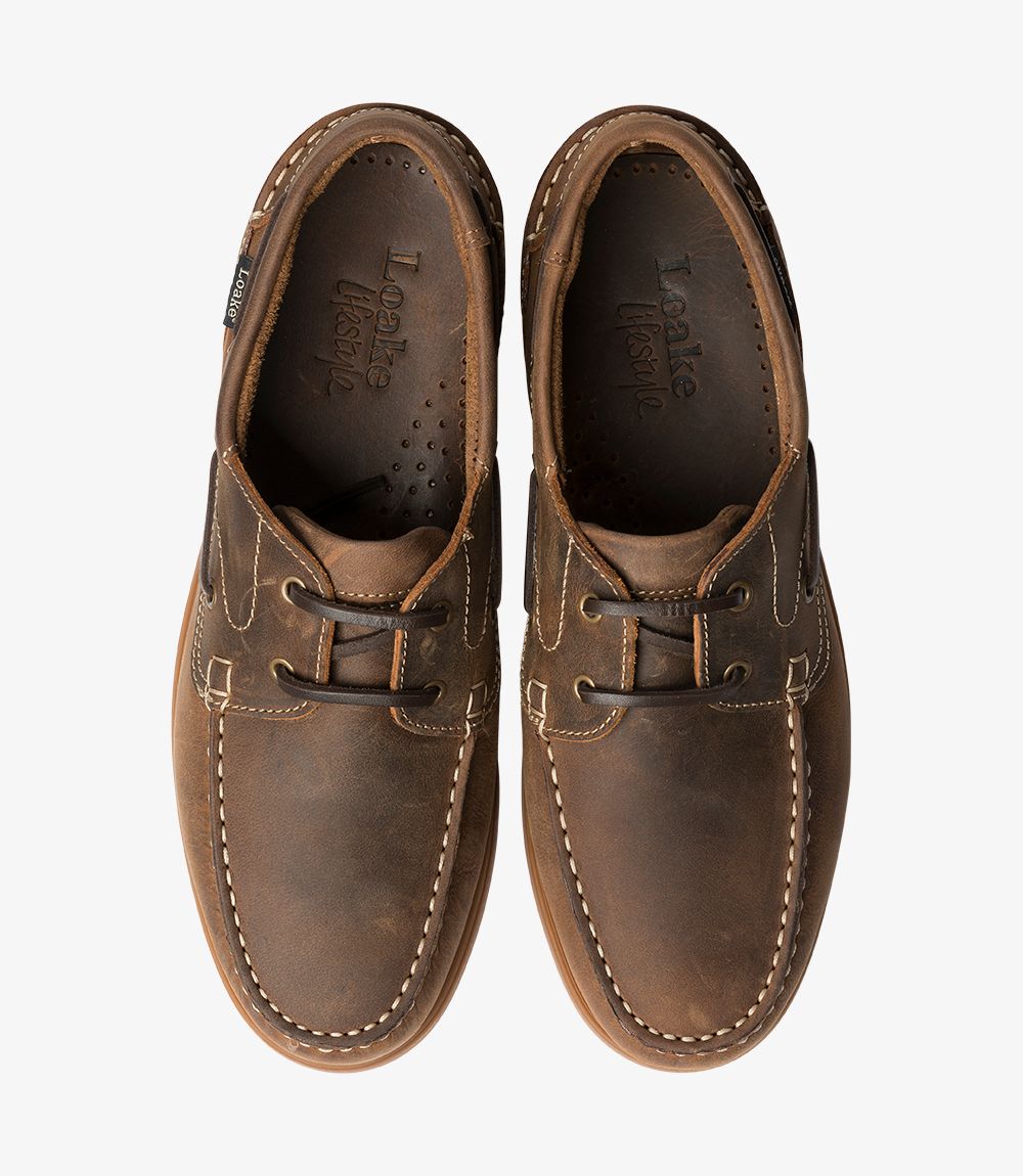 Loake Lymington Brown Nubuck Boat Shoe