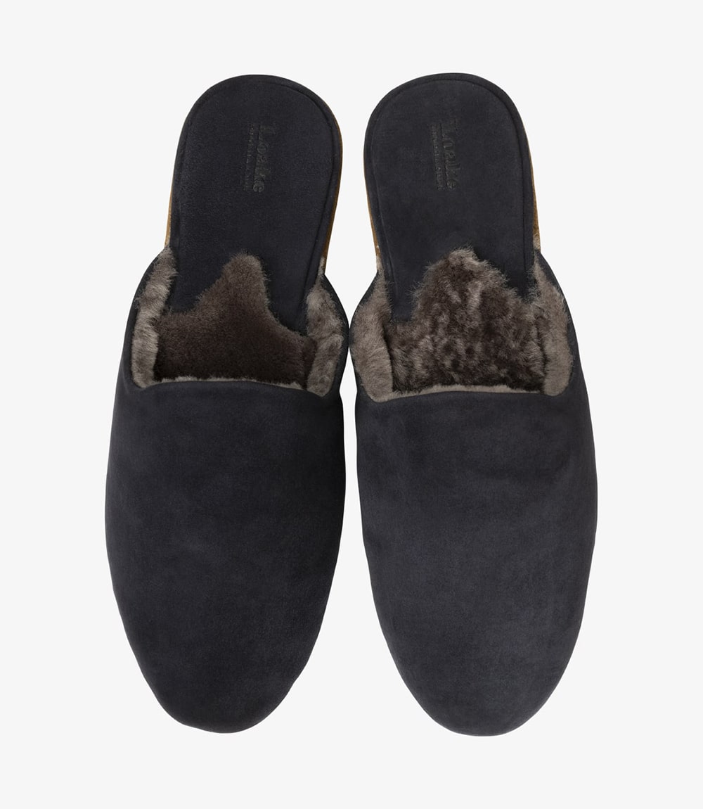 Loake Cavalry Slippers Navy Suede