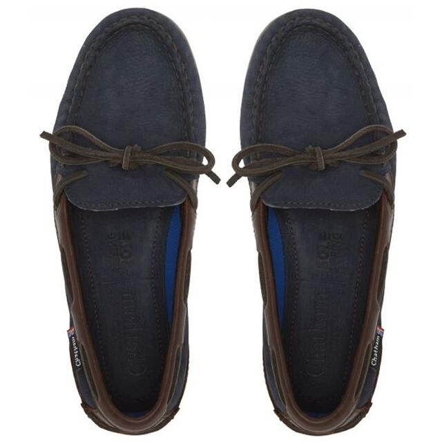 Chatham Olivia Navy Seahorse Leather Deck Shoe.