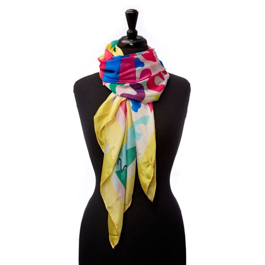 Moda In Pelle Bowe Rainbow Leopard and stripe print Satin scarf