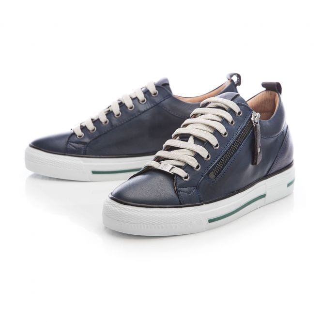 Moda In Pelle Brayleigh Navy Trainer with side zip Only size 3 left