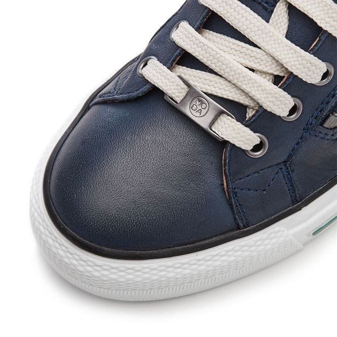 Moda In Pelle Brayleigh Navy Trainer with side zip Only size 3 left