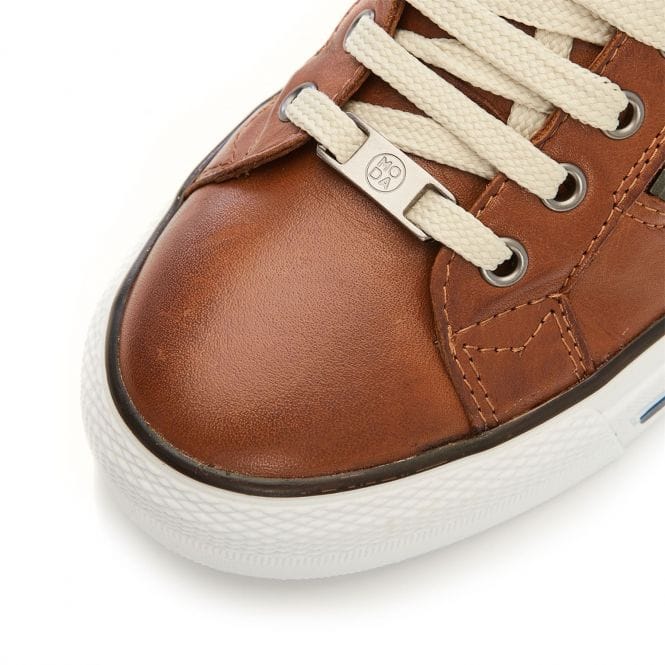 Moda In Pelle Brayleigh Tan Leather Trainer with side zip Only 3 & 8 left