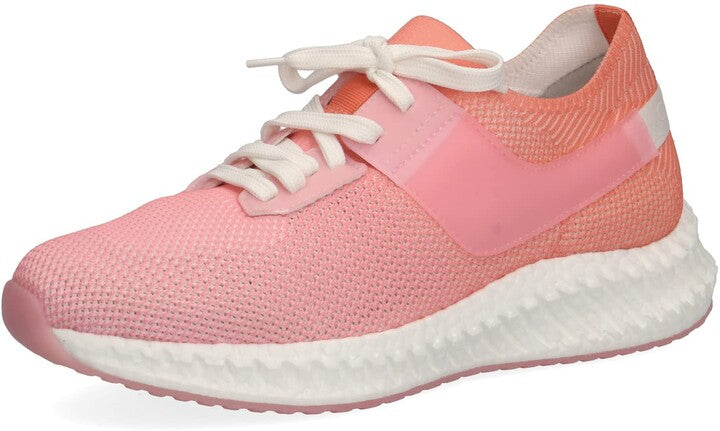 Caprice Apricot and Peach Ombre knit pull on lace up trainer.