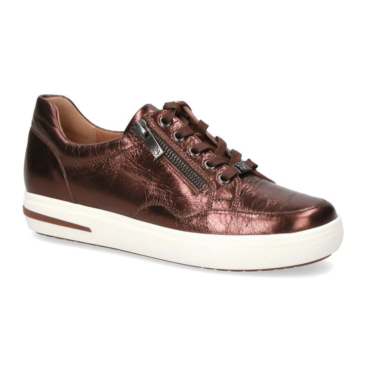 Caprice Metallic Brown leather lace up Trainer with zip. Only sizes 6.5 left.