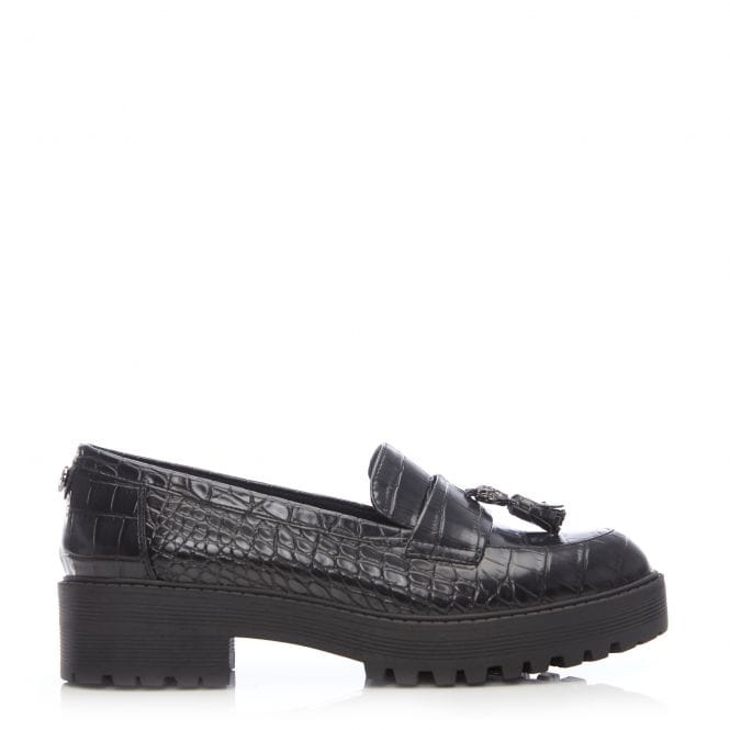 Moda in Pelle Cerie Black Croc Leather Loafer. Only sizes 4 and 8 left.