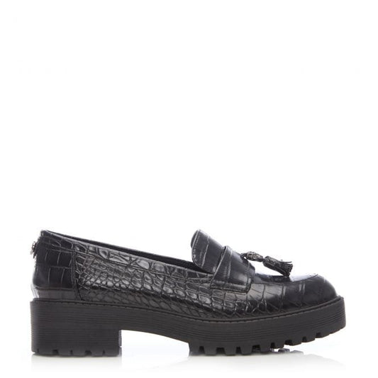 Moda in Pelle Cerie Black Croc Leather Loafer